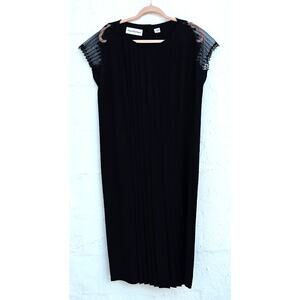 Vintage 50s Dress 12 Black Wool Button Up Back Retro Art Deco Goth Mod Glam Mini